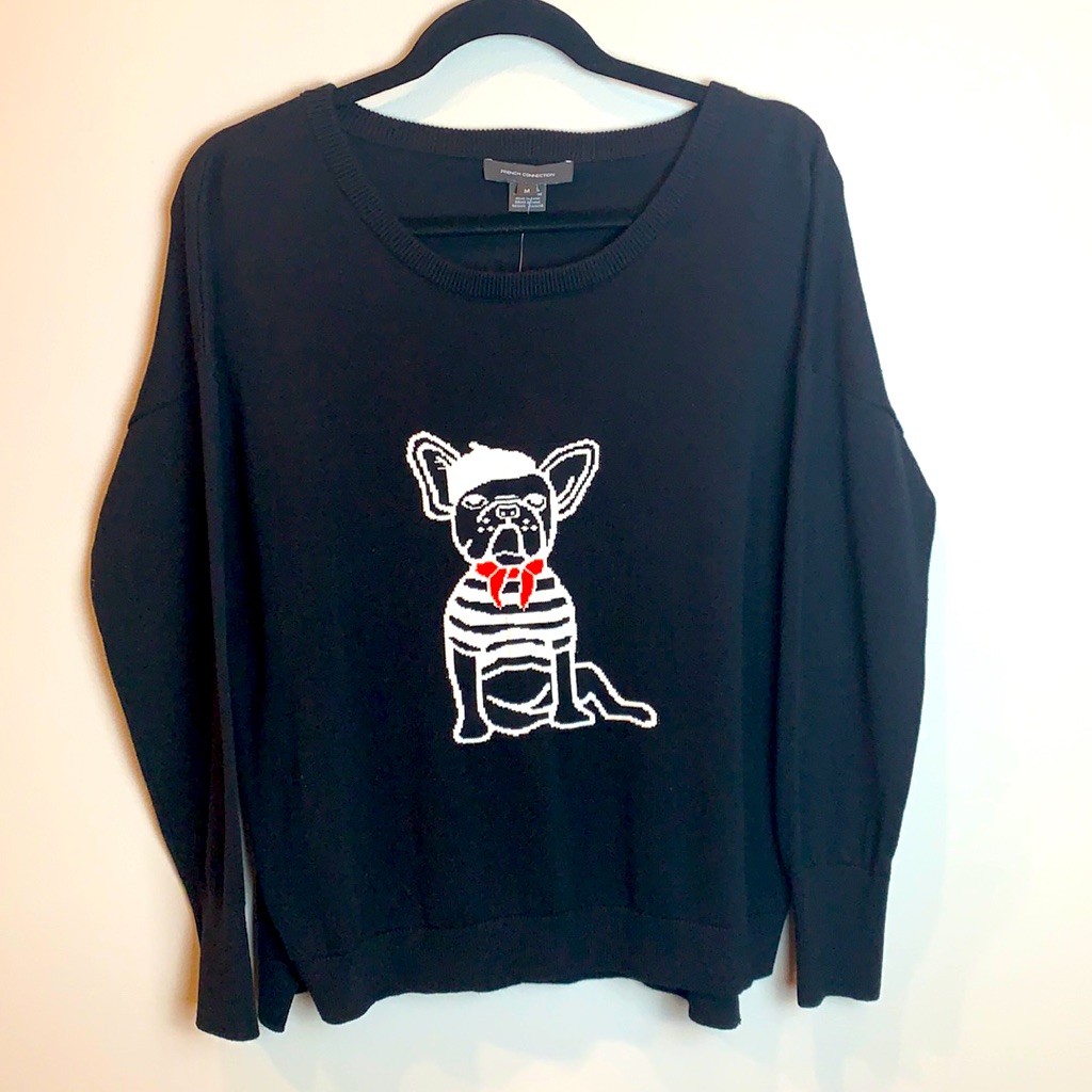 French Connection Le Frenchie Crew Neck Sweater Nwt